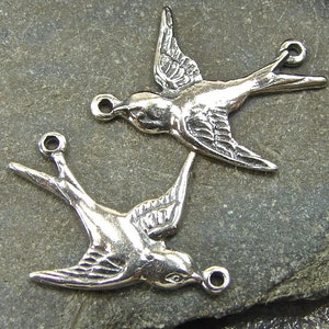 Sterling Silver  Soaring Swallow Links - One Facing Pair - LNK-37