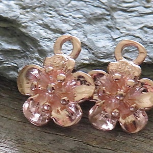 Rose Gold Charms - Cherry Blossoms - Artisan Rose Gold Vermeil Flower Charms - One Pair - FL-2R