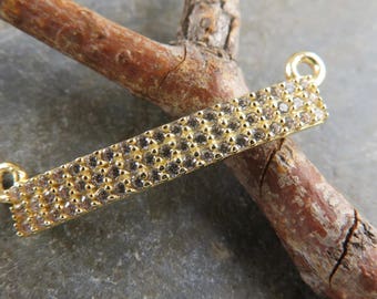 24K Gold Vermeil Bar Pendant - Gold CZ Bar Pendant - Minimalist Jewelry - Minimalist Bar Finding