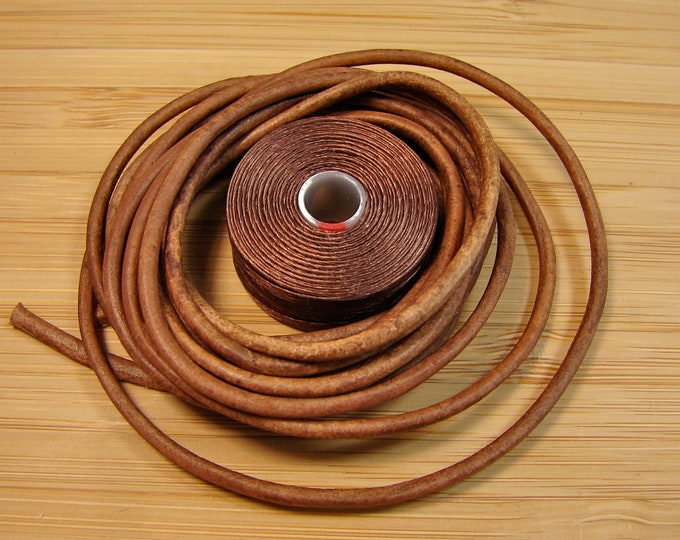 Leather Wrap Bracelet Supplies Premium Quality Leather Cord 2mm in Rustic Distressed Light Brown