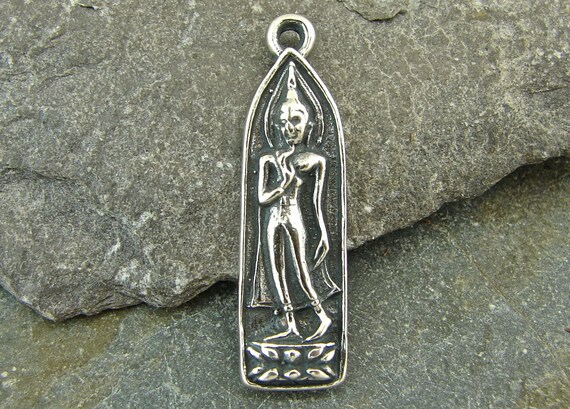Buddha Necklace,Buddha Pendant,Sterling Silver Buddha Charm Pendant,Abhaya Mudra Buddha,Vintage style Sterling Silver Buddha Charm Pendant