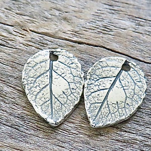 Artisan Sterling Tiny Natural Rose Leaf Charms | Rustic Artisan Sterling Silver Botanical Charms | Sterling Silver Findings 1 Pair- LF-1