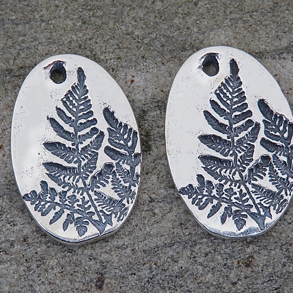 Sterling Silver Fern Charms - Sterling Silver Findings - Jewelry Making Supplies - Artisan Charms - Artisan Findings - One Pair - LF-3
