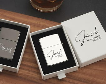 Personalized Windproof Lighter for Men, Groomsmen Gifts, Custom Metal Groomsman Lighter, Best Man Lighter Gifts, Wedding Gifts