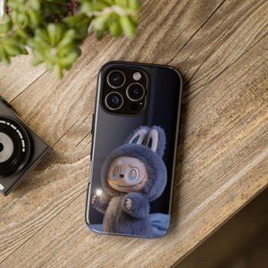 White Labubu Bunny Phone Case, Kawaii 3D Character, Tough Phone Cover for iPhone 10 11 12 13 14 15 16 Pro Max, Samsung Galaxy, Google Pixel