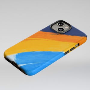 抽象的なブラシストロークの頑丈な電話ケース iPhone 12 13 14 15 16、Pro Max Samsung S24 S25 Ultra Pixel マット光沢アート保護電話カバー