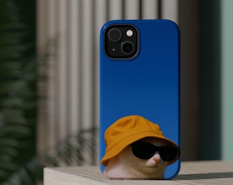 Cool Cat Phone Case, Funny Aesthetic iPhone Case Cover, For iPhone 13 14 15 16 Plus Pro Max Mini, Magsafe Case, Trendy Gift for Cat Lovers