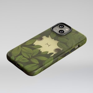 Cute Forest Creature Phone Case Leafy Green Tough Cover for iPhone 13 14 15 16 Pro Max, Samsung S24/S25 Ultra, Pixel, Matte or Glossy Finish