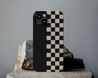 Retro Checkerboard iPhone Case, Slim Fit Phone Case, Stylish Gift, For iPhone 7, 8, SE, X, XR, XS, 11, 12, 13, 14, 15 Plus, Pro, Pro Max