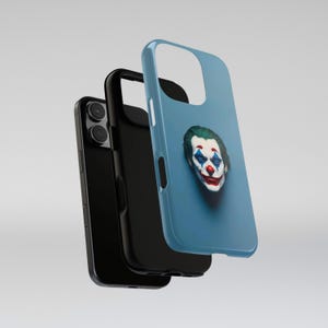 Joker Face Phone Case, Villain Tough Protective Cover for iPhone 11 12 13 14 15 16 Pro Max Plus, Samsung Galaxy S24 S25 Ultra, Google Pixel