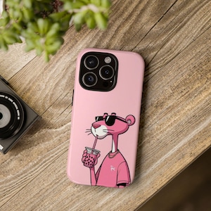 Pink Panther Tough iPhone Case 12 13 14 15 16 Pro Max Mini, Cartoon Phone Cover für Samsung S25 S24 Ultra Plus Google Pixel Schutzhülle