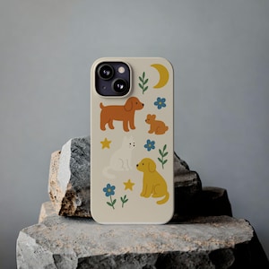 Minimalist Animal iPhone Case, Cute Dog Cat Bear, Soft Slim Cover, Aesthetic Phone Case, Fits iPhone 16, 15, 14, 13, 12, 11 Pro Max Mini