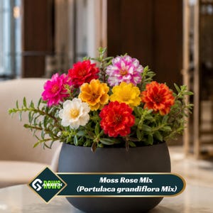 Moss Rose Mix (Portulaca grandiflora Mix) Seeds - Low Maintenance - Ground Cover - Attracts Pollinators - Plant in Spring/Summer