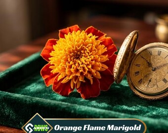 Orange Flame Marigold Seeds - Edible -Open-Pollinating -Potted -Draft Resistant -Cold Resistant -Dwarf -Plant in Spring/After frost