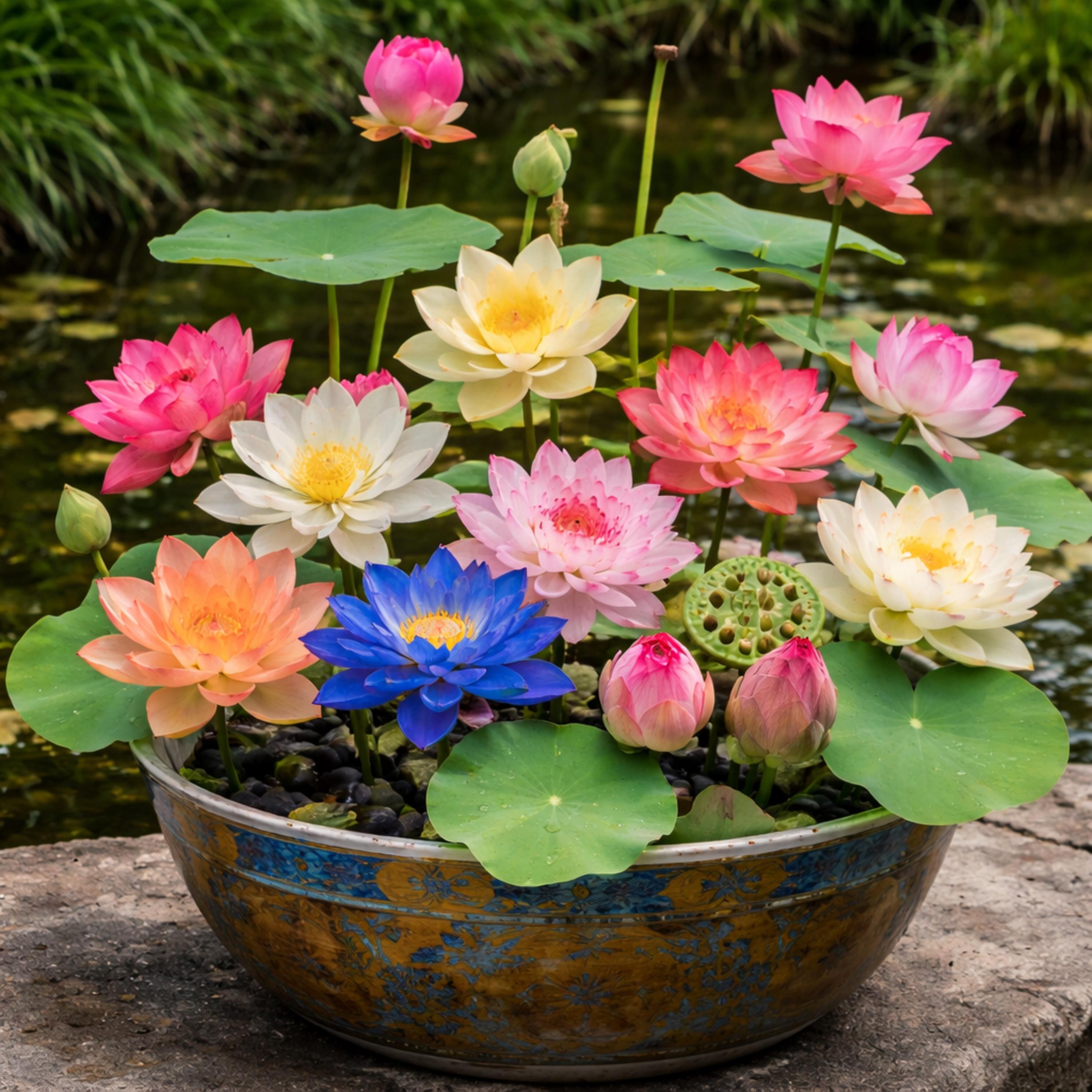 Dwarf Lotus Seeds - Rare Multi Color Nelumbo Nucifera - Mini