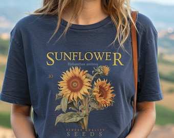 Sunflower Shirt Floral Tee Gift Idea For Women Fall Shirt Wildflower Botanical Gift Gardening Plant Lover Flower T Shirt Autumn Aesthetic