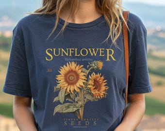 Sunflower Shirt Floral Tee Gift Idea For Women Fall Shirt Wildflower Botanical Gift Gardening Plant Lover Flower T Shirt Autumn Aesthetic