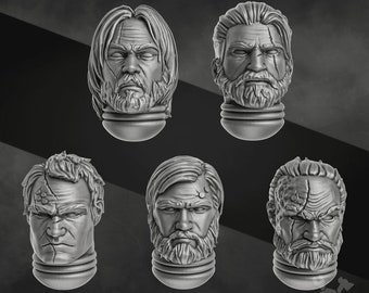 3D Printed Legendary Heroes Heads x5 - Grimdark - DakkaDakka Miniatures