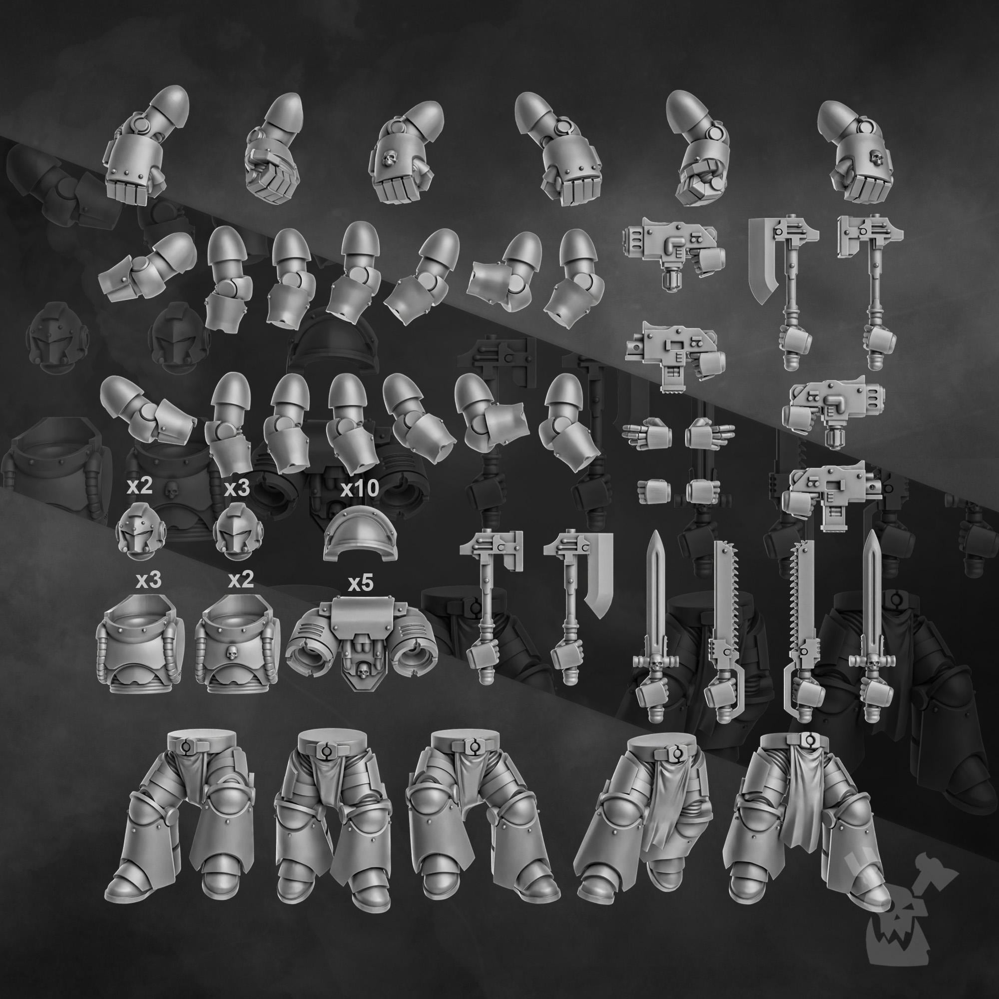 3D Printed Space Knights Storm Squad with Jetpacks (Build Kit) - Grimdark - DakkaDakka Miniatures