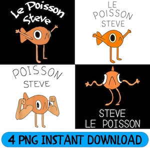 Le Poisson Steve PNG, Cute Steve Meme, Cute Fun Animal Png, Tiktok Trending 2025, Funny Fish Le Poisson Steve Png Bundle Files