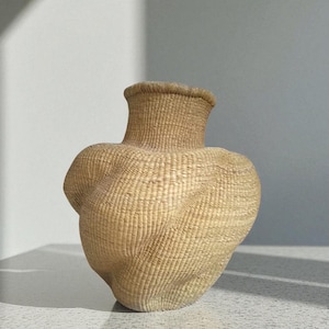 Handwoven  Basabasa Plant Pot Storage Basket - Extra Large Basket | Eco-Friendly Home Decor | Wavy Basket for Plant, Toys & Storage ,Spring