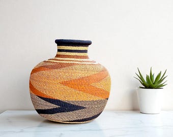 手編みの植木鉢収納バスケット - 特大バスケット | 環境に優しいホームデコレーション | 植物、おもちゃ、収納用バスケット