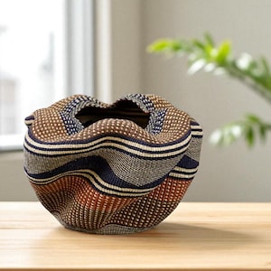 Handwoven  Basabasa Plant Pot Storage Basket - Extra Large Basket | Eco-Friendly Home Decor | Wavy Basket for Plant, Toys & Storage ,Spring