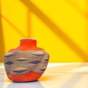 Handwoven  Basabasa Plant Pot Storage Basket - Extra Large Basket | Eco-Friendly Home Decor | Wavy Basket for Plant, Toys & Storage