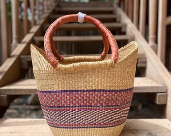 Handmade Bolga Basket: Eco-Friendly Straw Market Bag