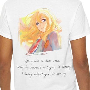 Camiseta de amante de la música de anime, camiseta con el logotipo de Shigatsu wa Kimi no Uso Kaori, camiseta Your Lie in April, regalo para fanáticos del violín, linda mercancía de anime