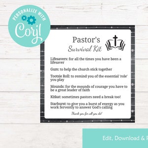 Editable Pastor's Survival Kit | Printable Survival Kit | Christmas ...