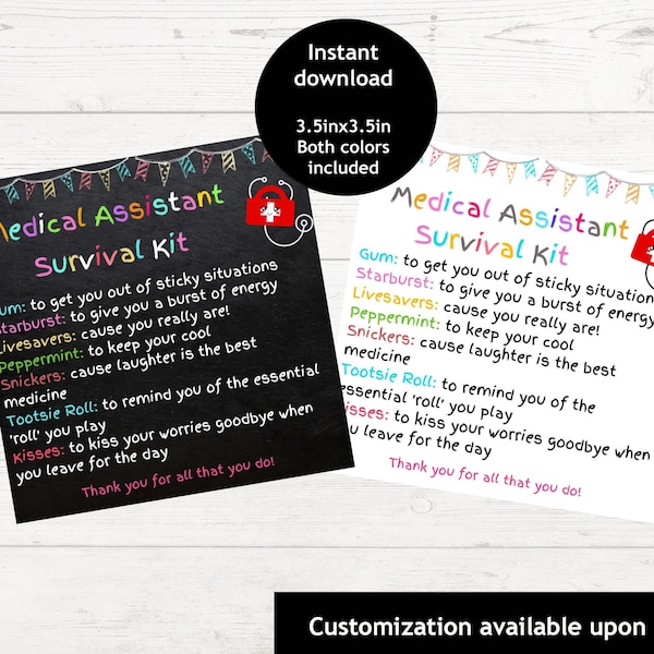 Medical Assistant Survival Kit | Printable Survival Kit | Medical Assistant Appreciation Gift Ideas |