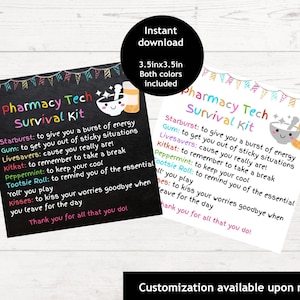 Pharmacy Tech Survival Kit | Printable Survival Kit | Pharmacy Tech Appreciation Gift | National Pharmacy Week |