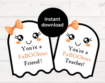 Printable Teacher Appreciation Halloween Tag | Halloween Tag for Friends | Faboolous Halloween Tag | You're Faboolous Ghost Tag |