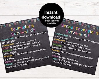 School Counselor Survival Kit | Counselor Appreciation Gift | Printable Survival Kit | Gift for Counselors |