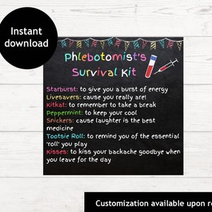 Phlebotomist Survival Kit | Phelbotomy Printable Survival Kit | Phelbotomist Appreciation Gift |