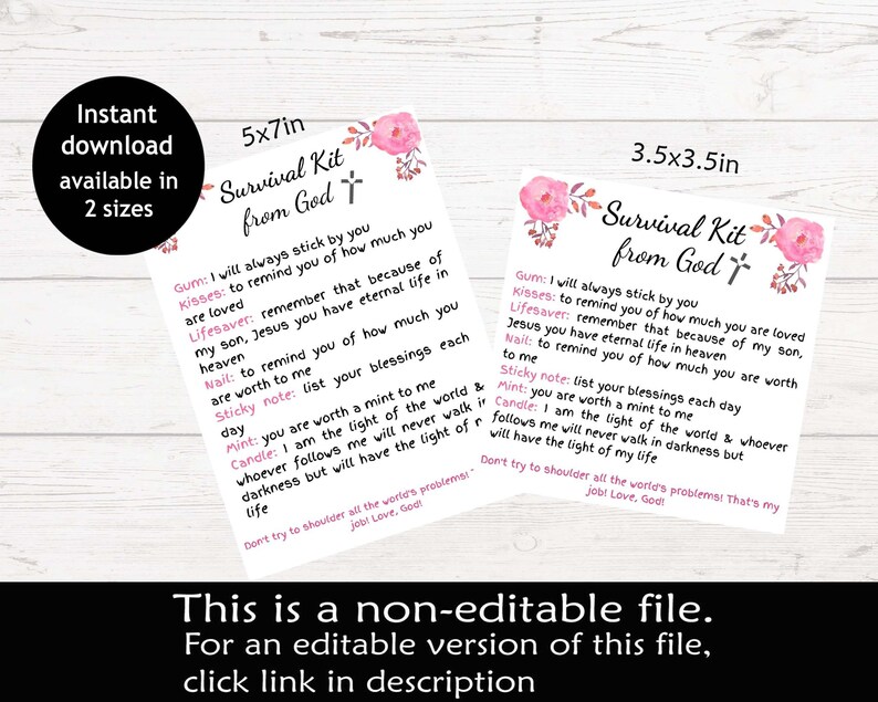 Printable Survival Kit From God | God's Survival Kit | Care Package ...