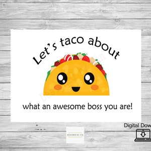 National Boss Day Card | Let's Taco About What an Awesome Boss You Are | Funny Boss Birthday Card | Digital Download