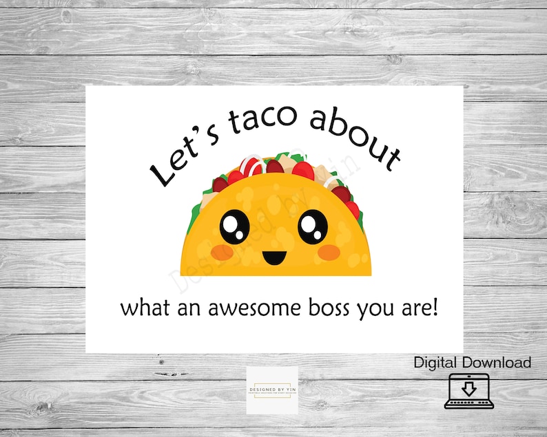 National Boss Day Card Let's Taco About What an Awesome Boss You Are