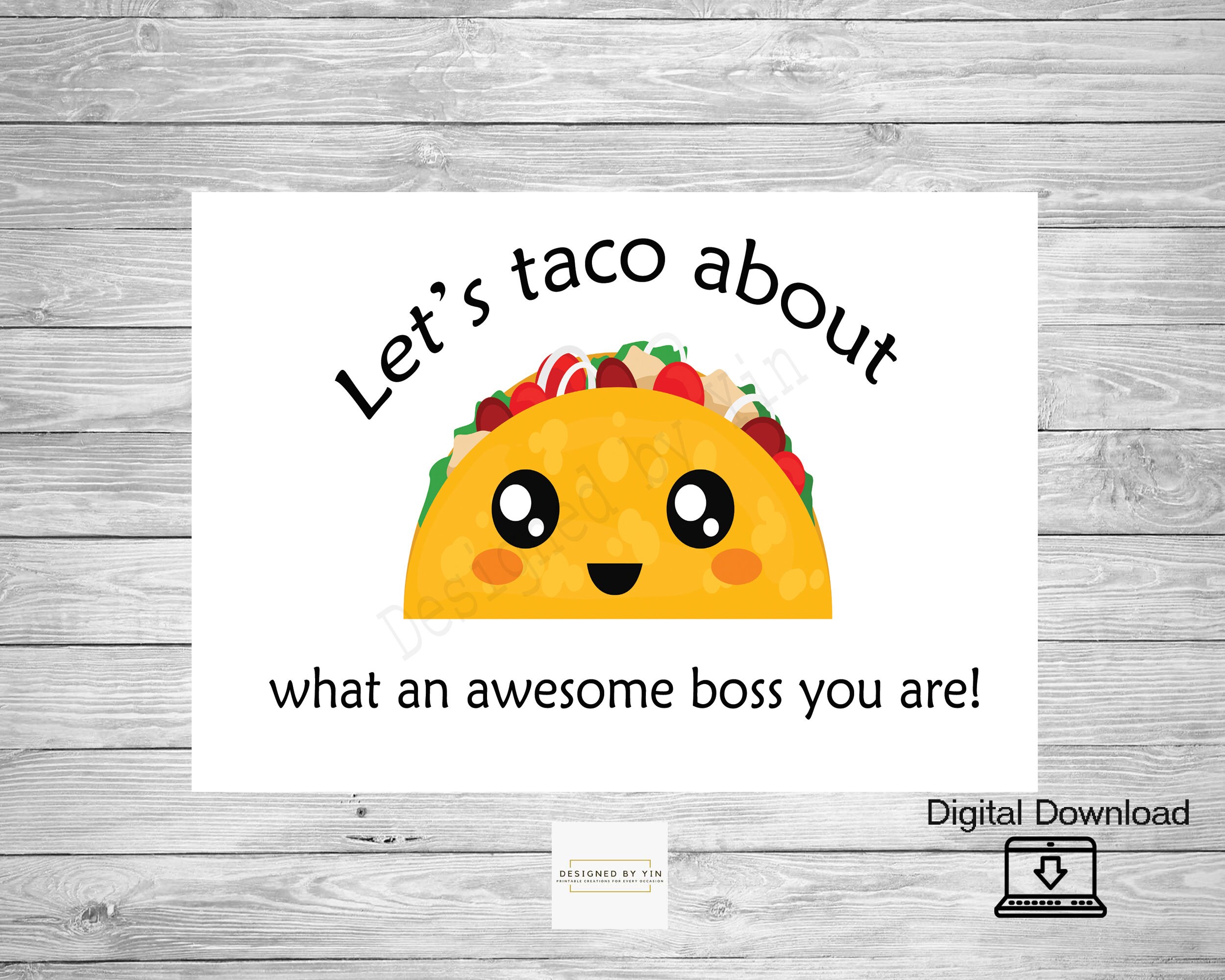 National Boss Day Card Let's Taco About What an Awesome - Etsy Israel