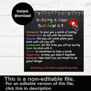 Nursing School Survival Kit | Gifts for Nursing School Students | Future Nurse Gift | Printable Survival Kit