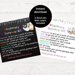 Pharmacy Survival Kit | Pharmacist Appreciation Gift Tag | National Pharmacist Week | Printable Survival Kit