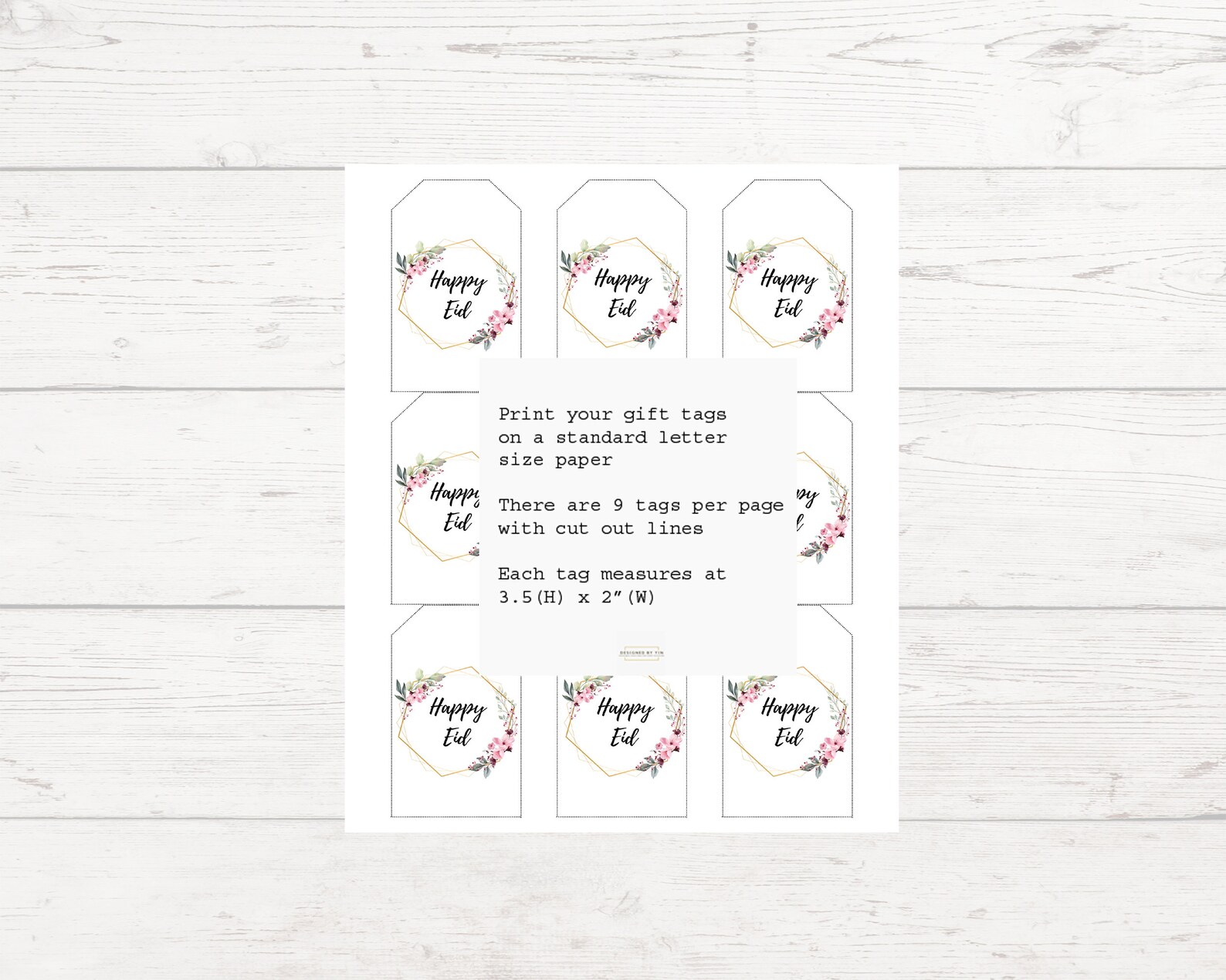 EID Mubarak Printable Gift Tag Happy EID Favor Tag Flower | Etsy