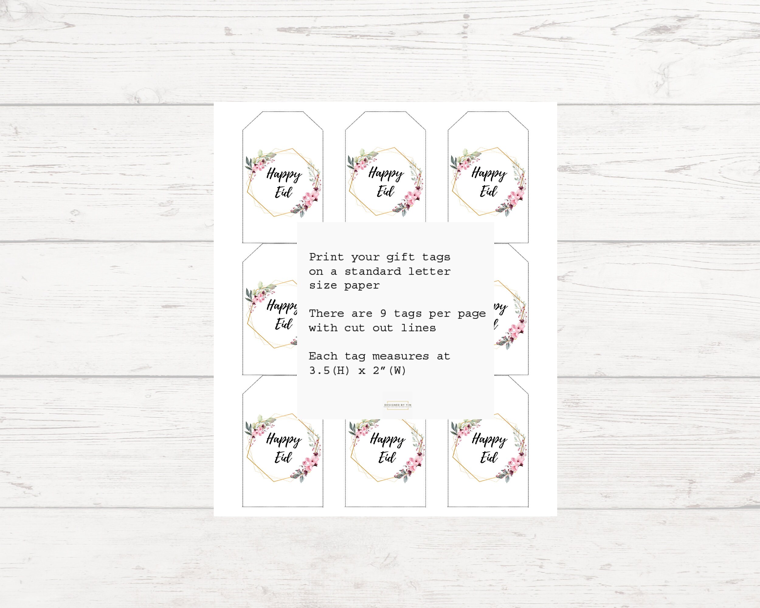 EID Mubarak Printable Gift Tag Happy EID Favor Tag Flower | Etsy