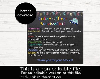 Police Survival Kit Tag | National Police Appreciation Week Printable Tag | Gift for Police Officer | Law Enforcement Survival Kit
