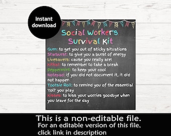 Social Work Survival Kit | Printable Survival Kit for Social Workers | National Social Work Month | Home Health & Hospice Marketing |