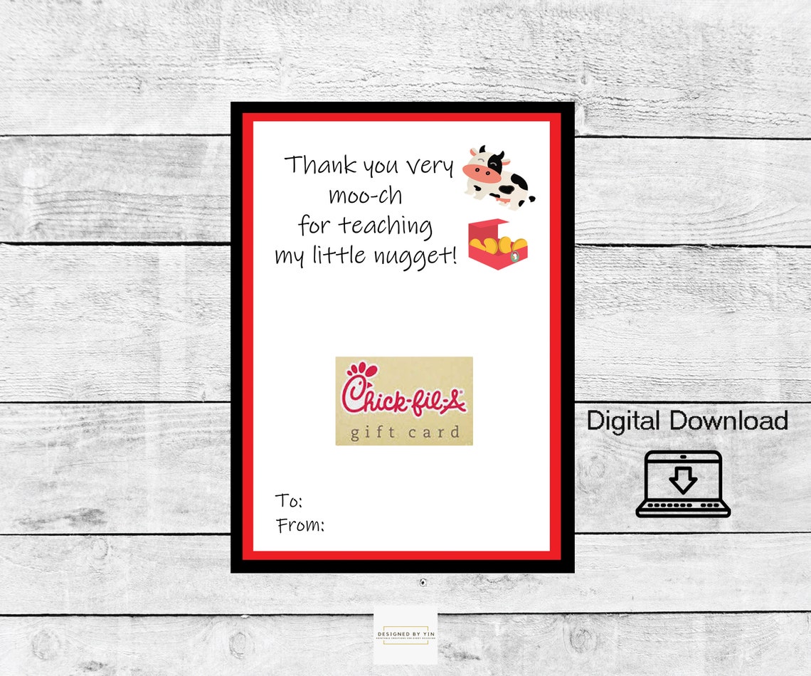Printable Chick-fil-A Gift Card Holder Christmas Gift Card | Etsy