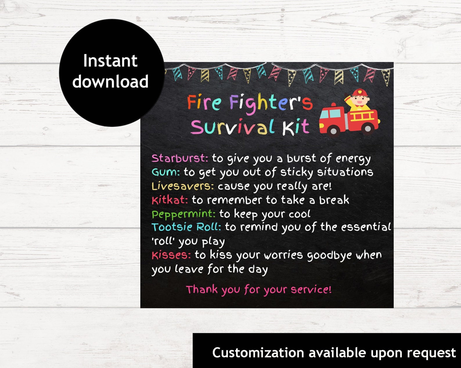 Firefighter Survival Kit Printable Survival Kit Firefighter