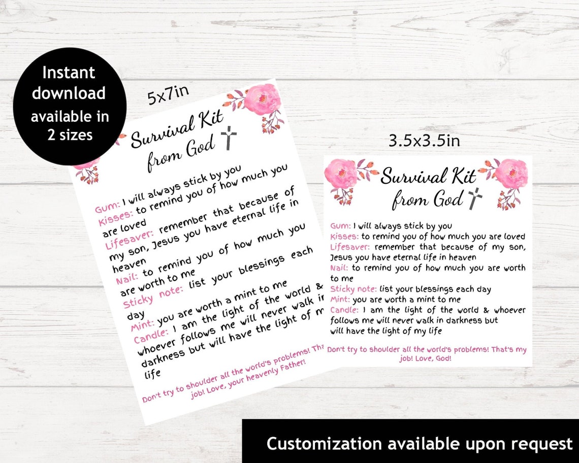 Printable Survival Kit From God God s Survival Kit Etsy Printable Survival Kit From God God s Survival Kit Etsy