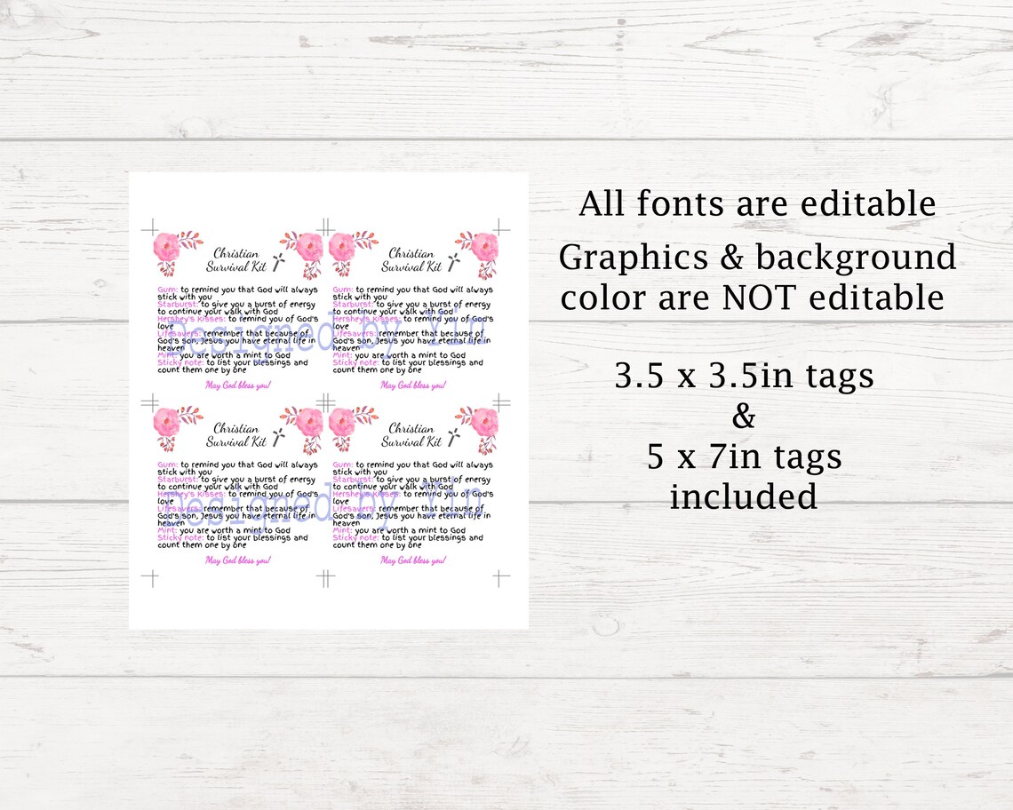 Editable Christian Survival Kit Printable Christian Survival Kit Gift ...